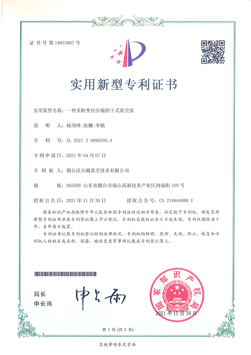 一種多階變徑壓縮的干式真空泵